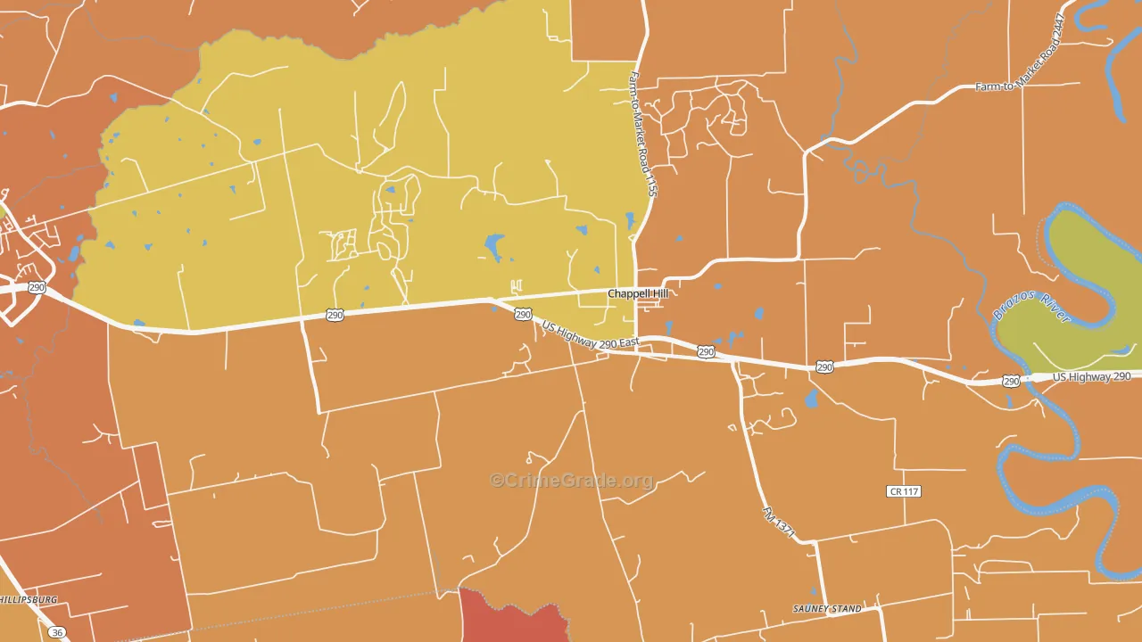 Chappell Hill, TX Map of Murder Rates