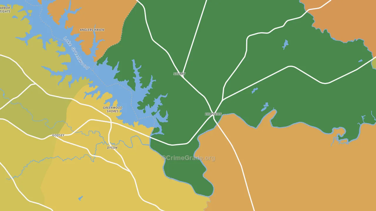Chappells, SC Map of Murder Rates