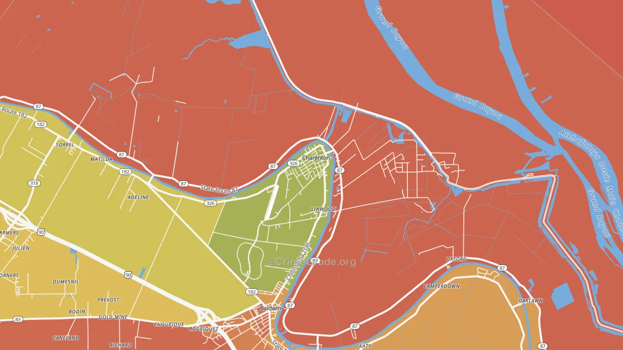 Charenton, LA Map of Murder Rates