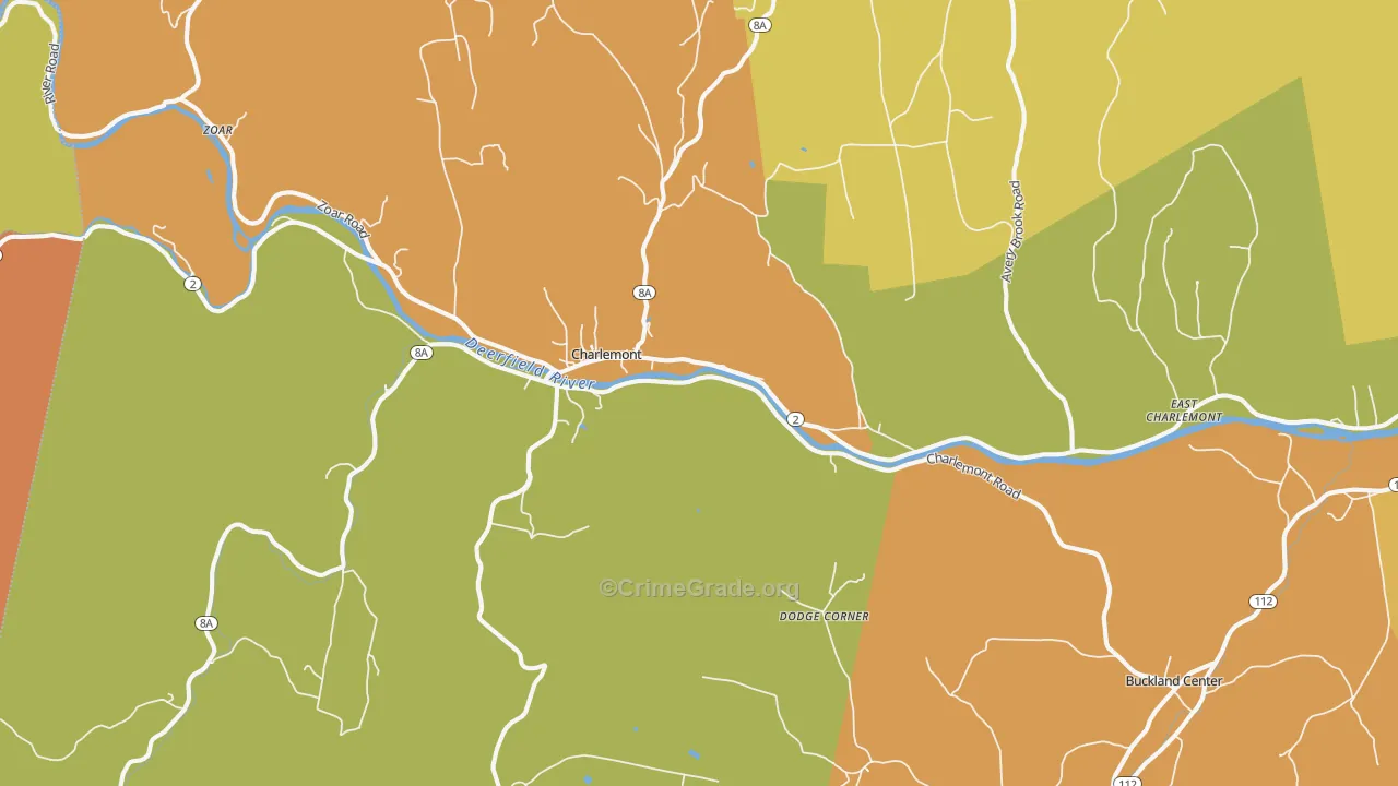 Charlemont, MA Map of Murder Rates