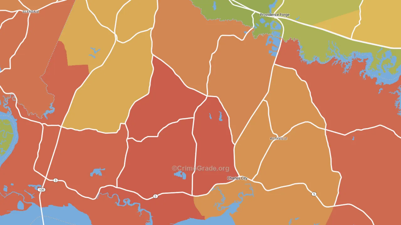 Charles City County, VA Map of Murder Rates