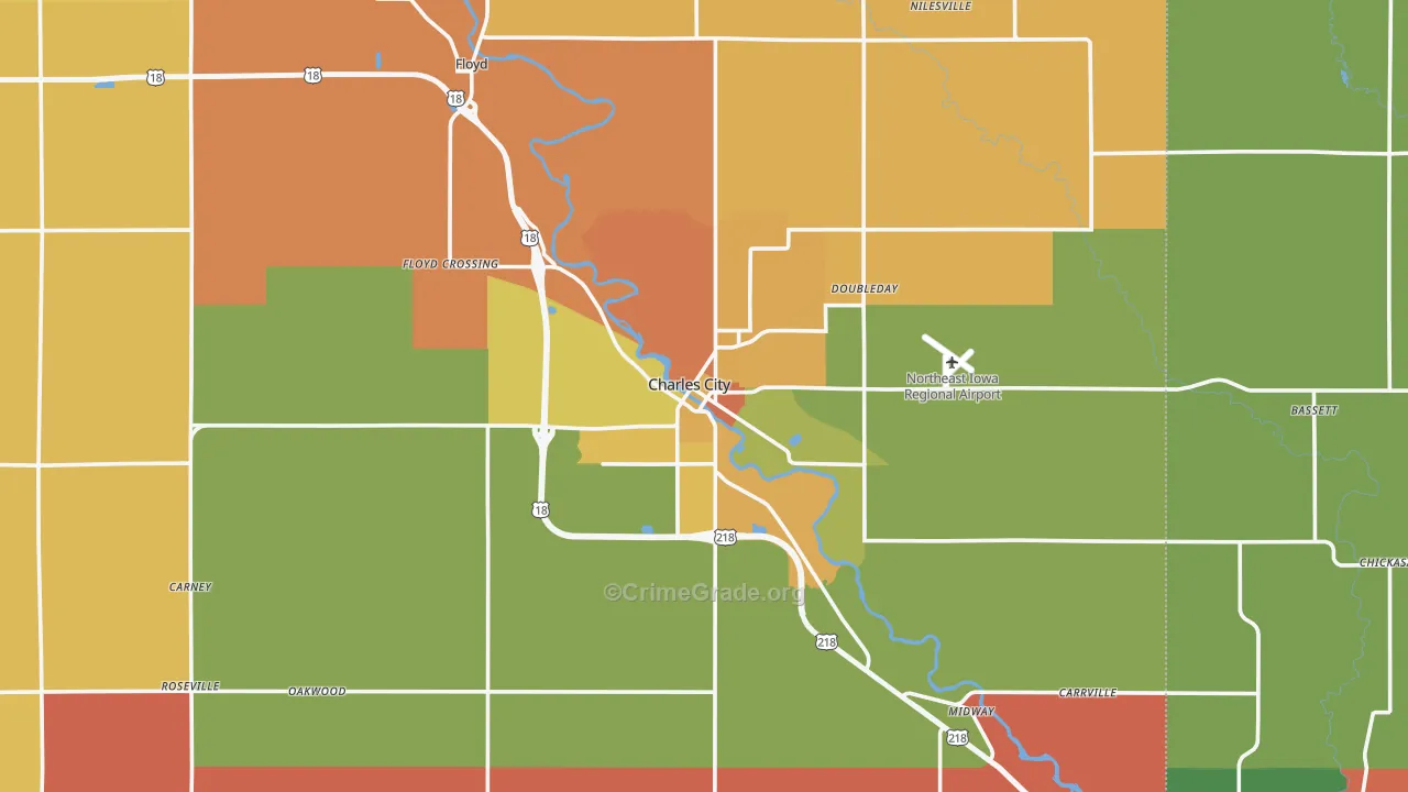 Charles City, IA Map of Murder Rates