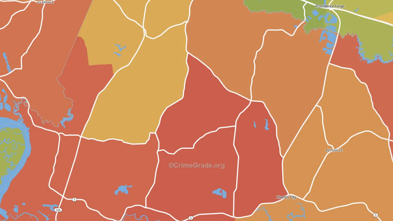 Charles City, VA Map of Murder Rates