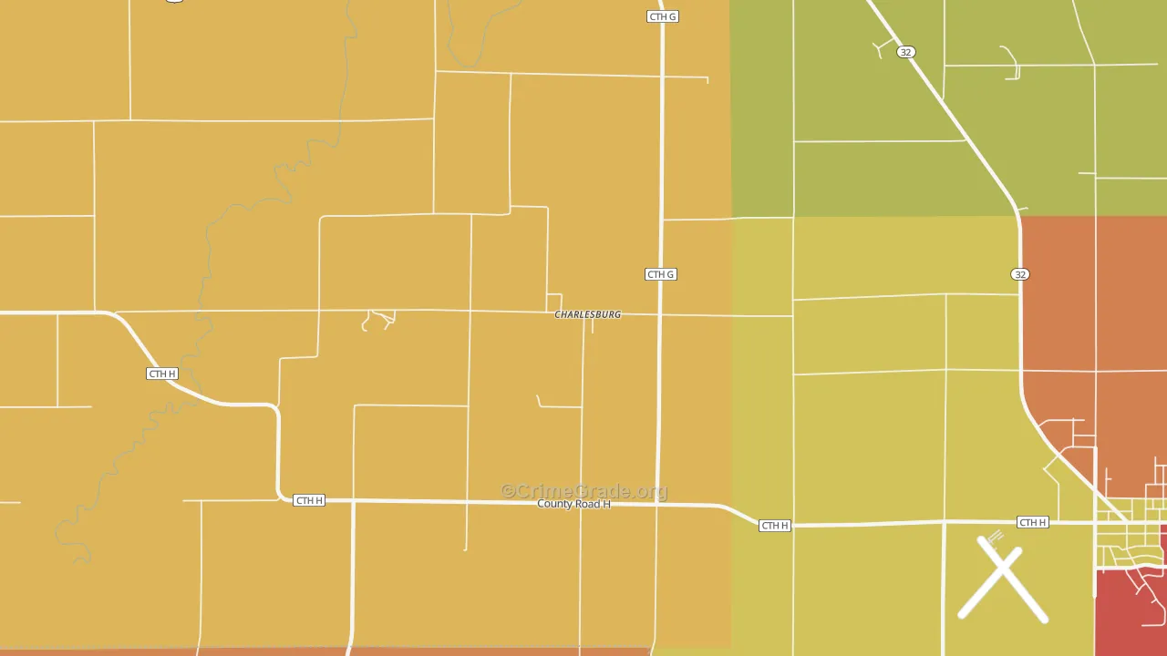 Charlesburg, WI Map of Murder Rates