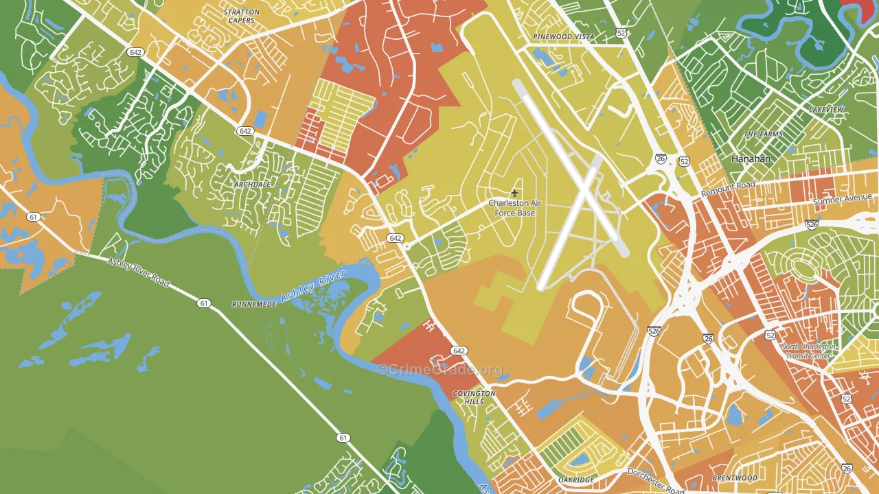 Charleston Afb, SC Map of Murder Rates