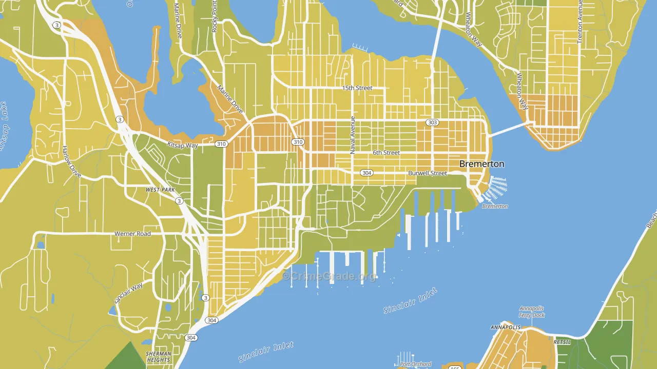 Charleston, Bremerton, WA Map of Murder Rates