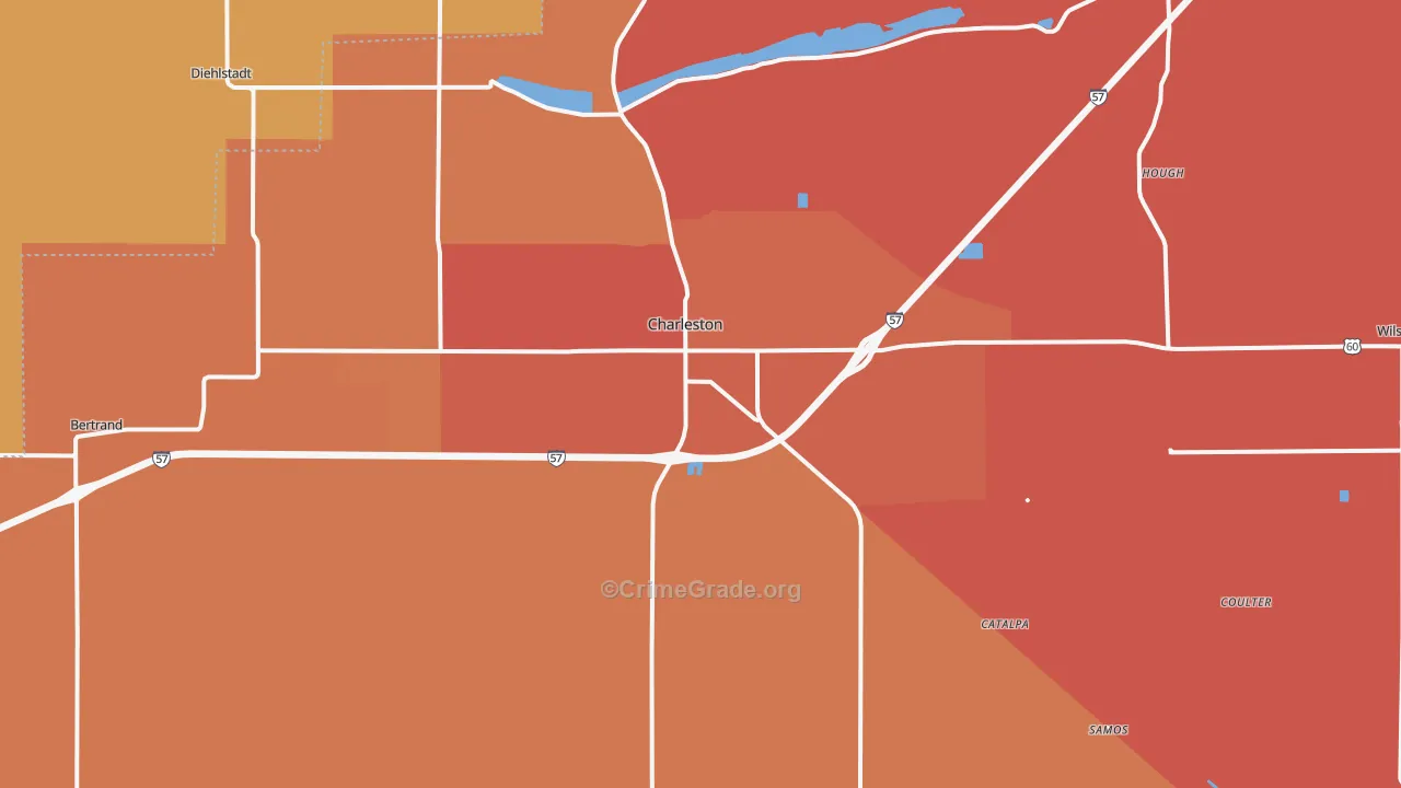 Charleston, MO Map of Murder Rates