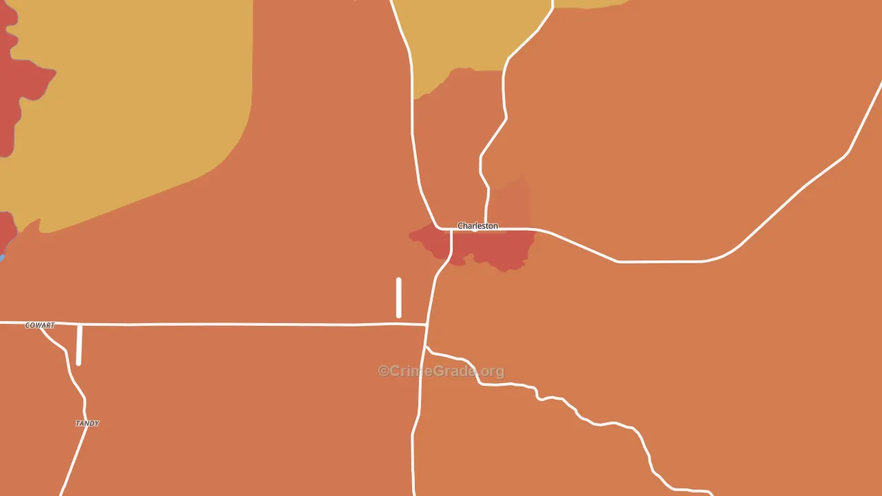 Charleston, MS Map of Murder Rates