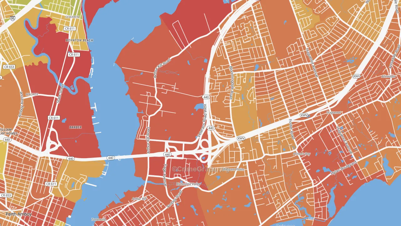 Charleston, Staten Island, NY Map of Murder Rates