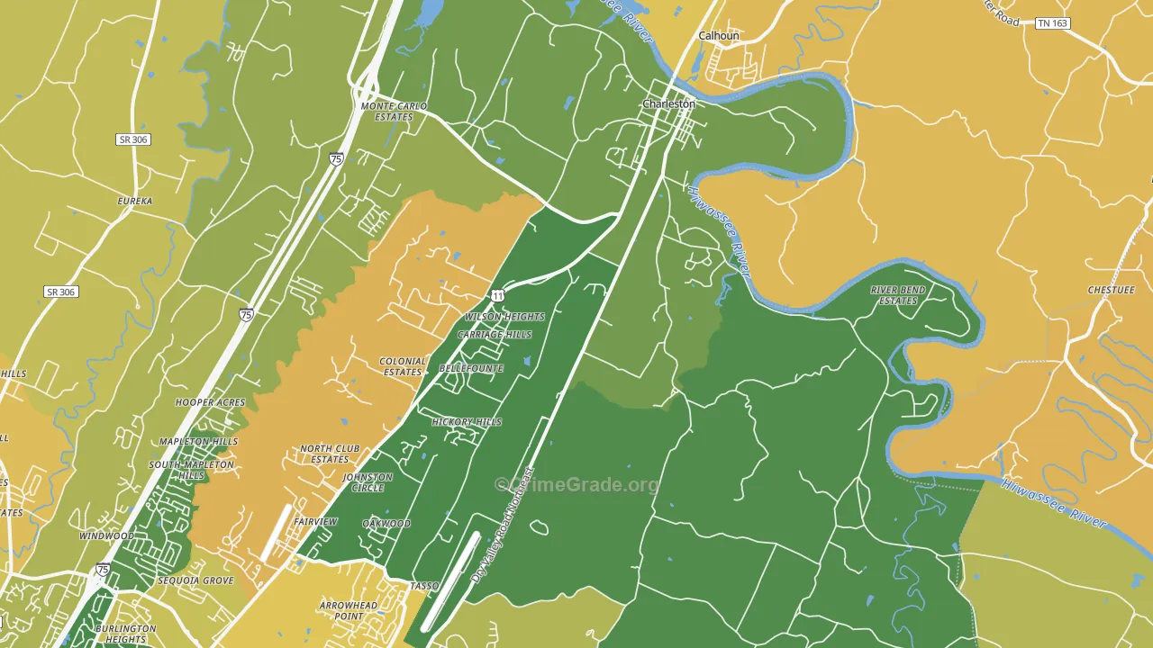 Charleston, TN Map of Murder Rates