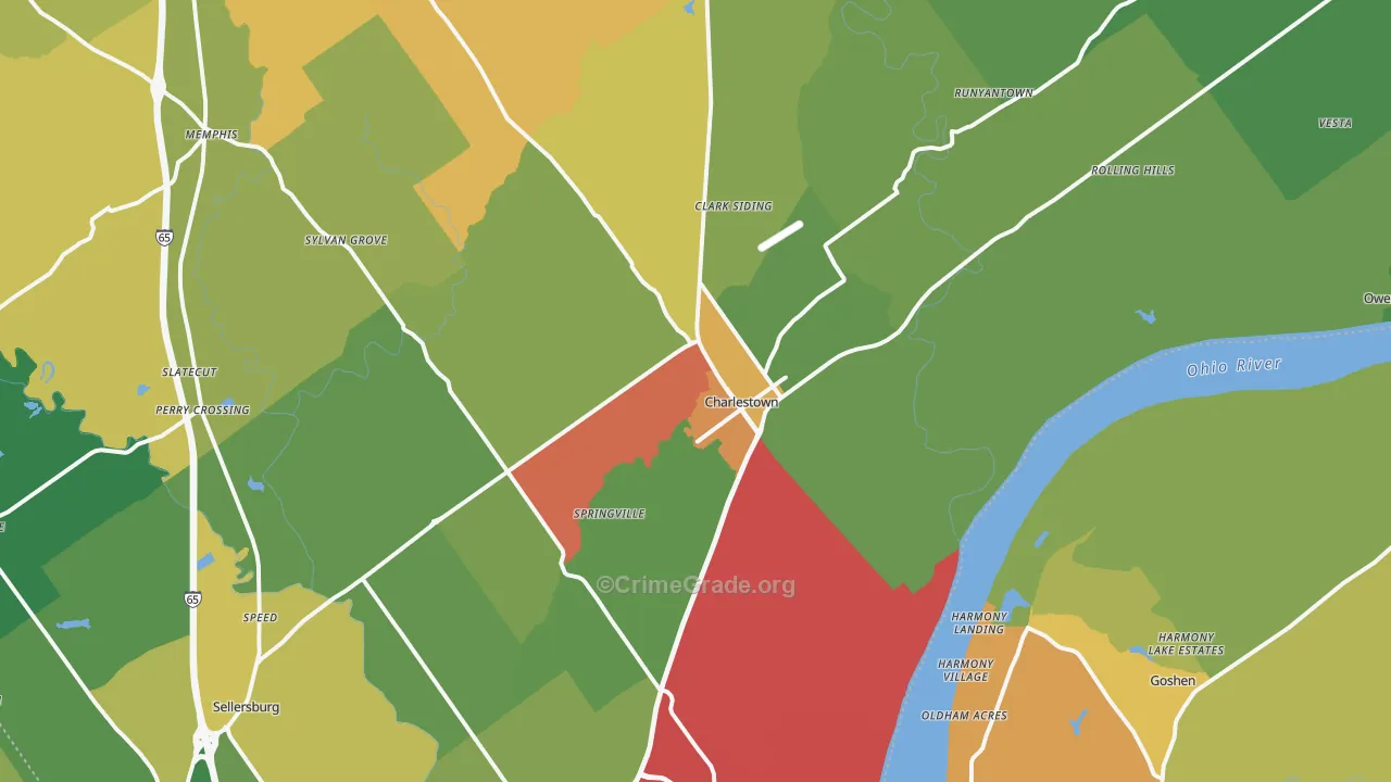 Charlestown, IN Map of Murder Rates