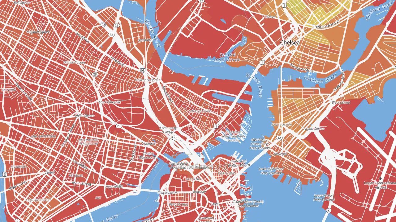 Charlestown, MA Map of Murder Rates