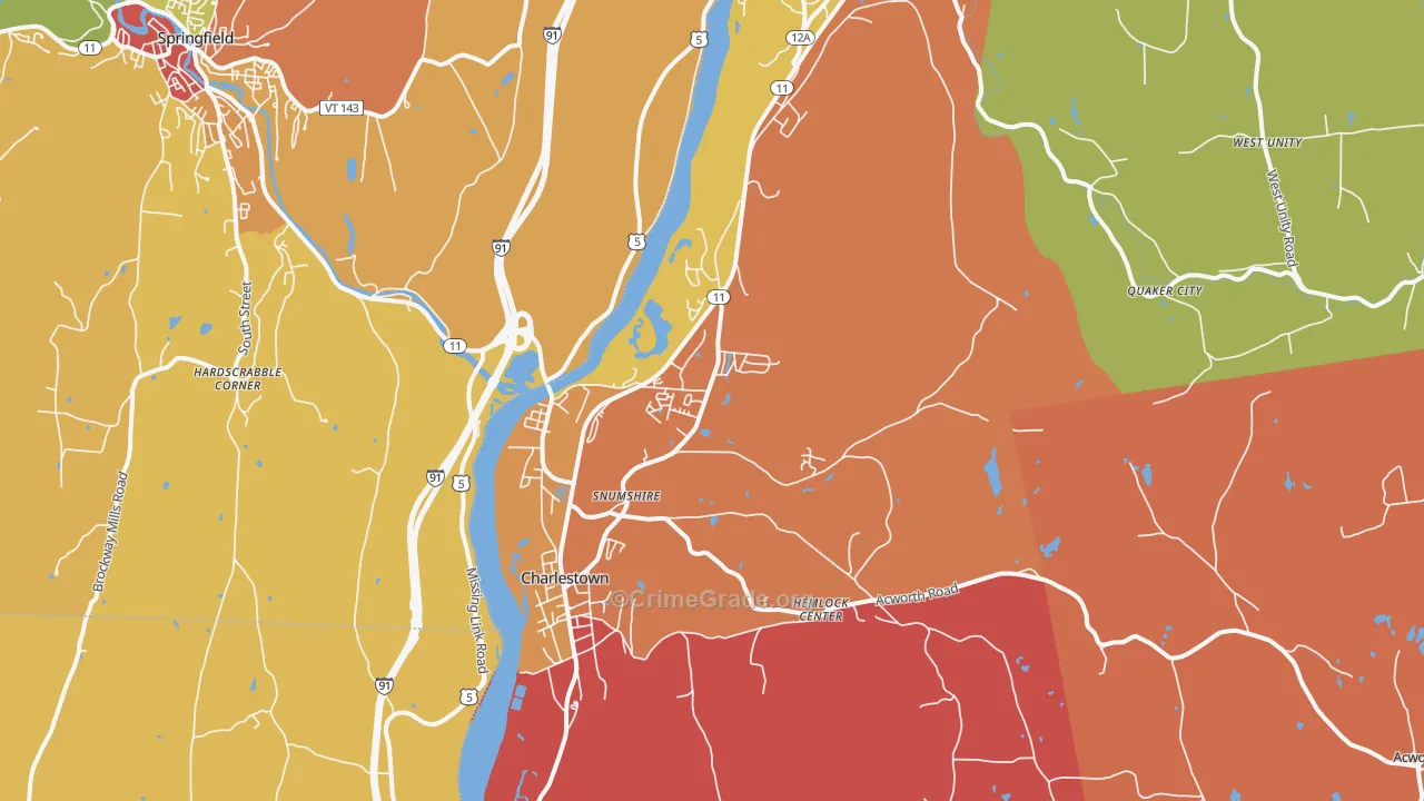 Charlestown, NH Map of Murder Rates