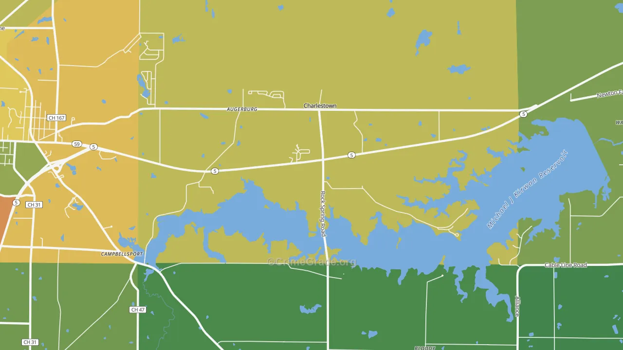 Charlestown, OH Map of Murder Rates