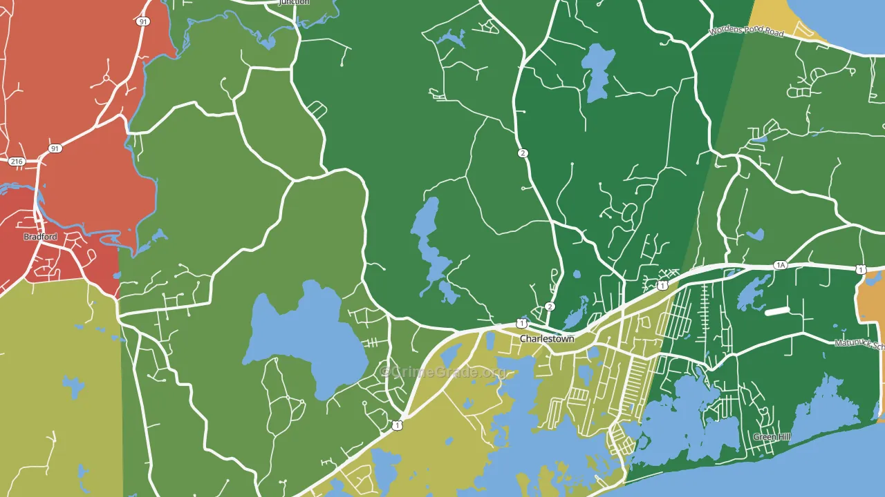 Charlestown, RI Map of Murder Rates