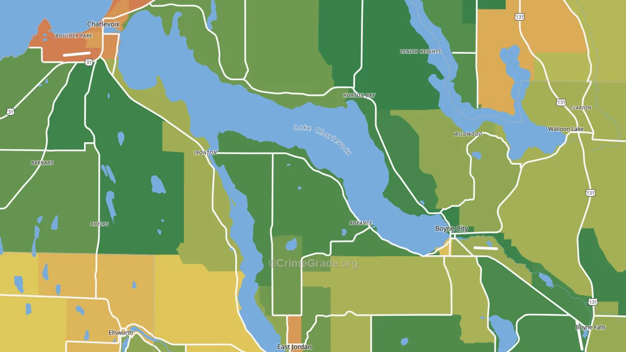 Charlevoix County, MI Map of Murder Rates