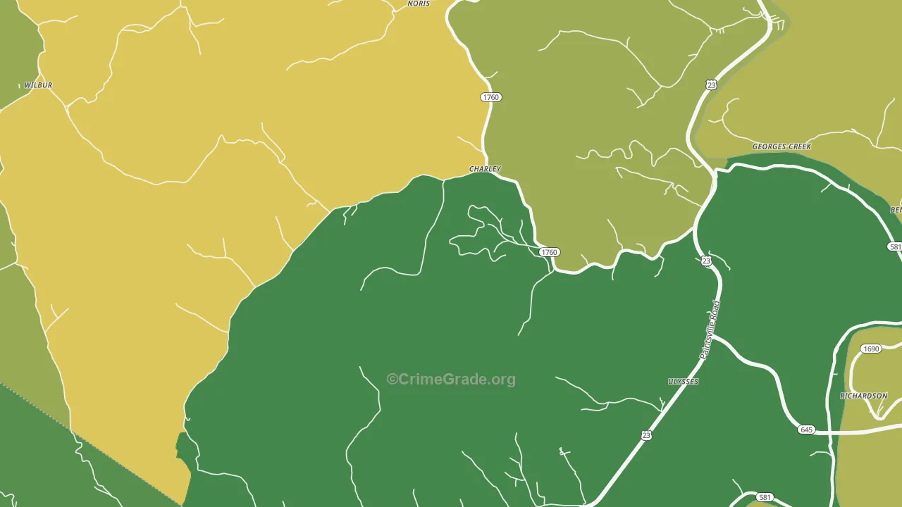 Charley, KY Map of Murder Rates