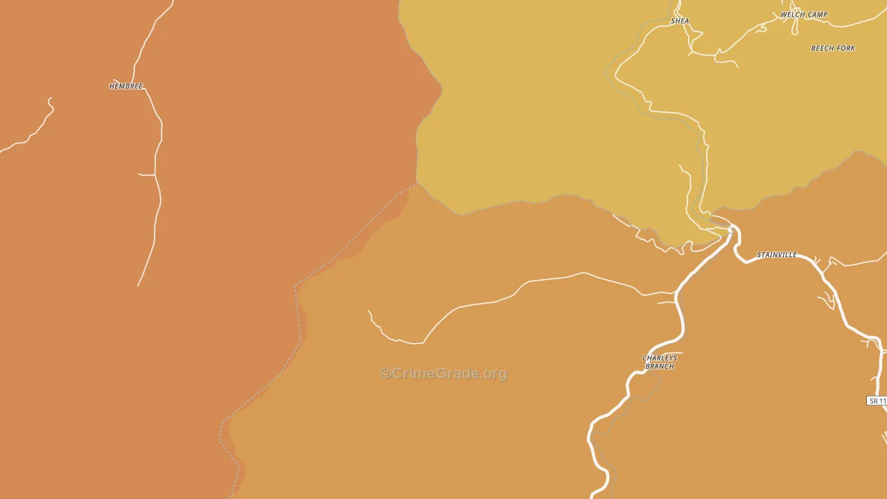 Charleys Branch, TN Map of Murder Rates