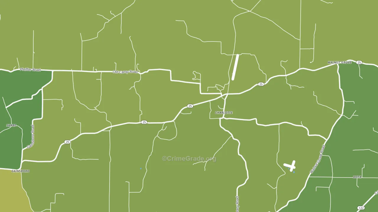 Charlotte, AR Map of Murder Rates