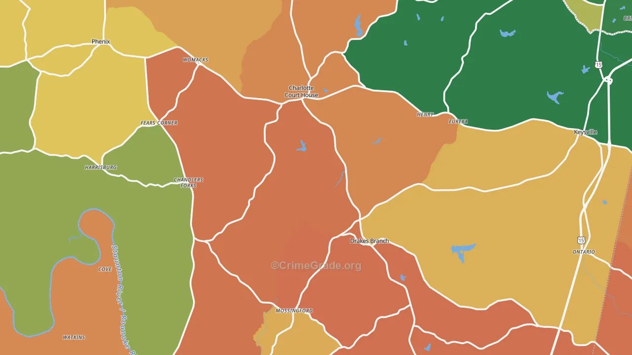 Charlotte County, VA Map of Murder Rates