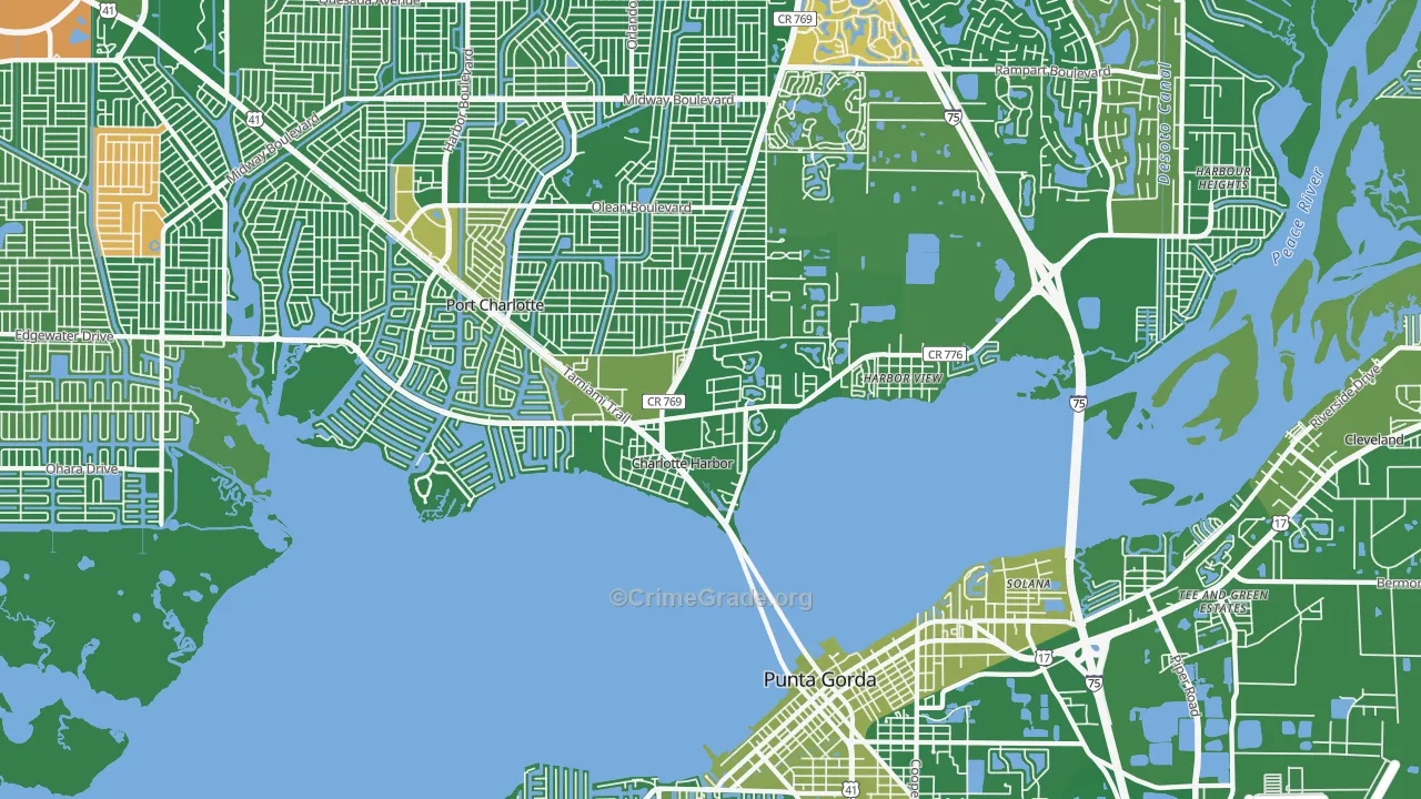 Charlotte Harbor, FL Map of Murder Rates