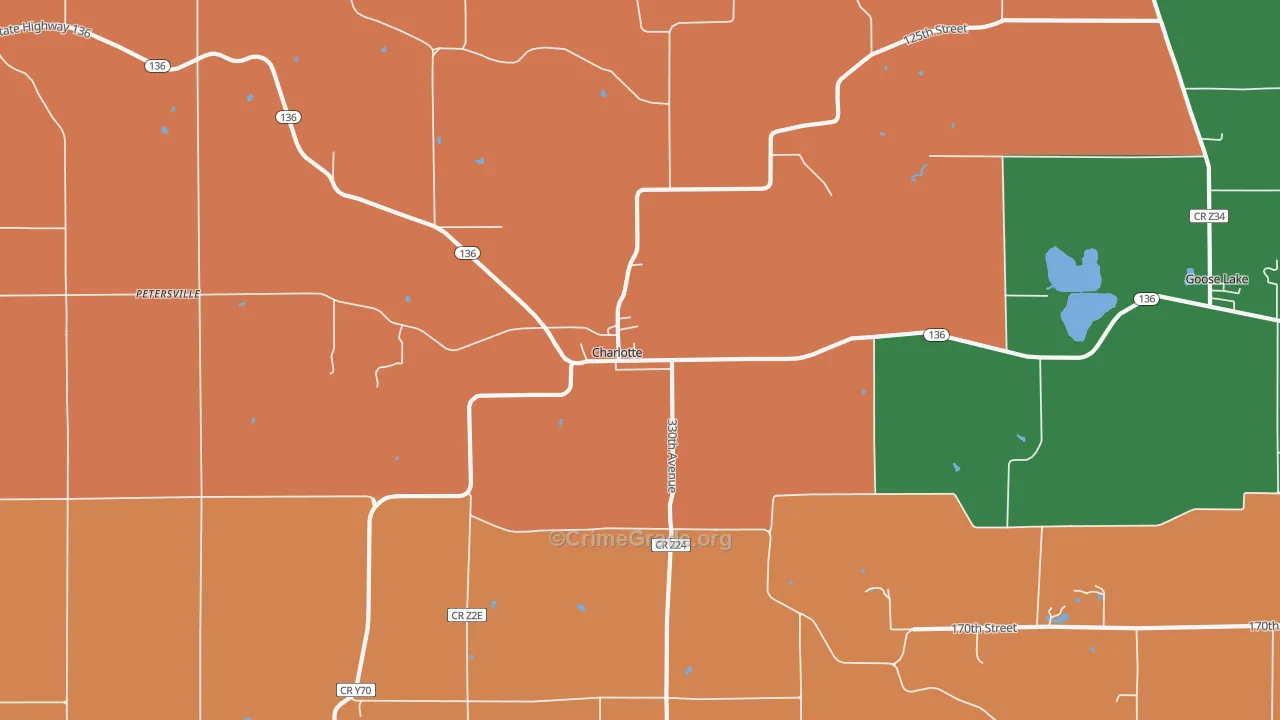 Charlotte, IA Map of Murder Rates
