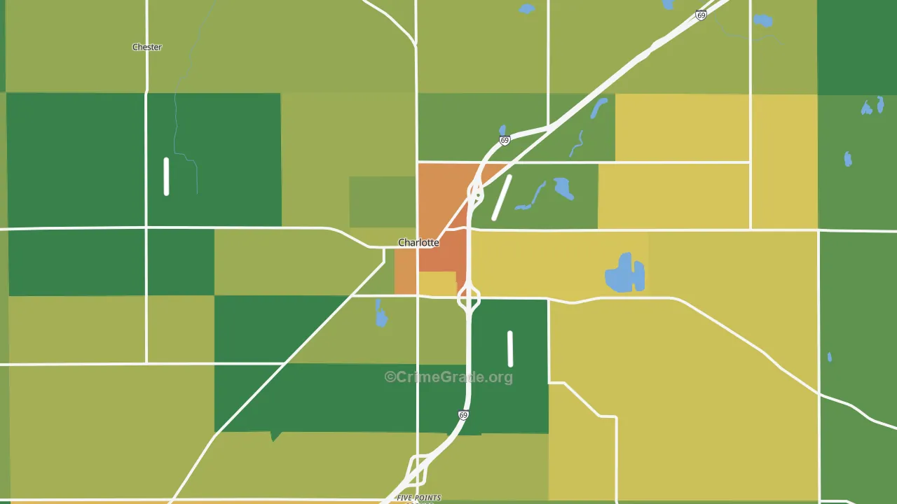 Charlotte, MI Map of Murder Rates