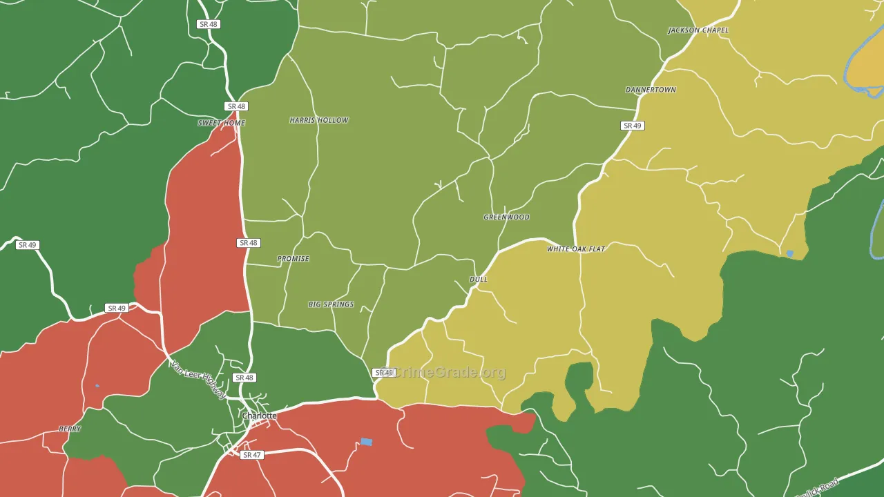 Charlotte, TN Map of Murder Rates