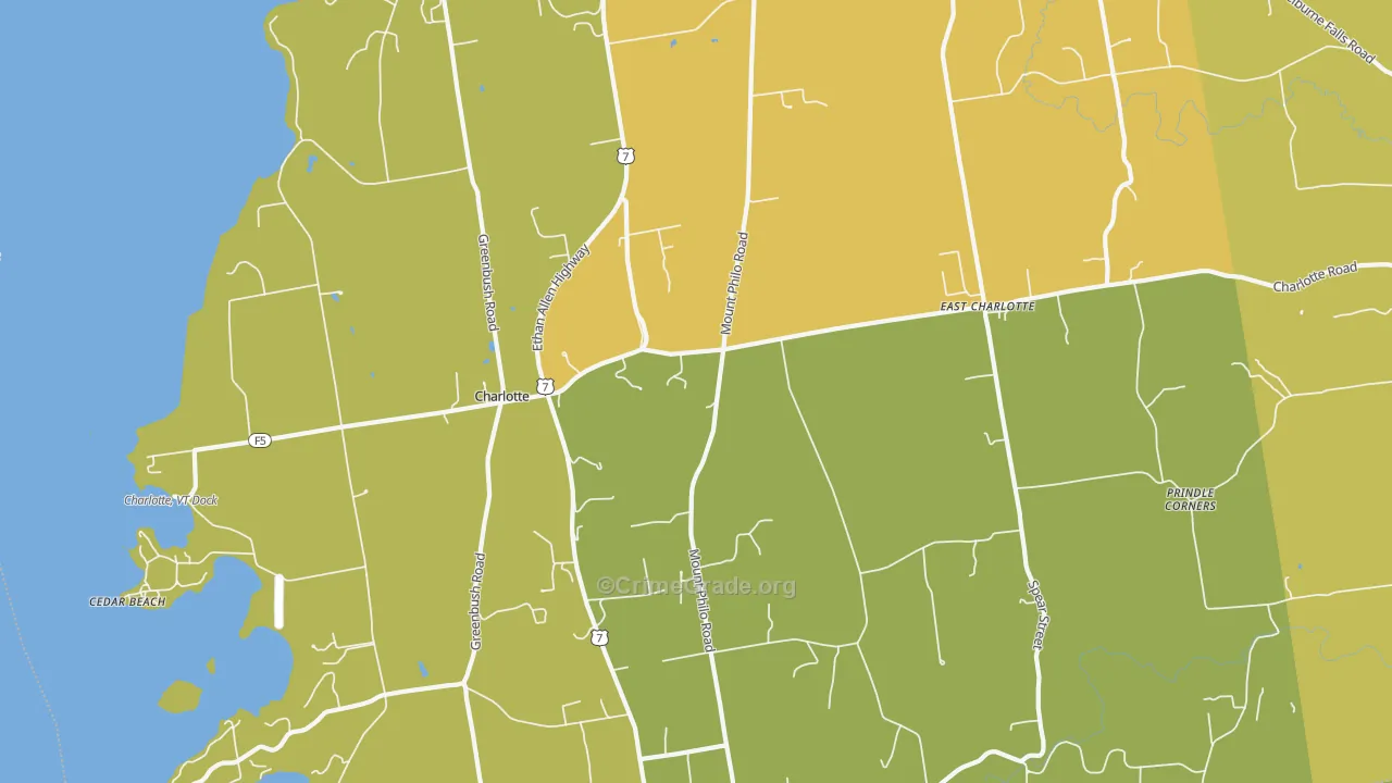 Charlotte, VT Map of Murder Rates
