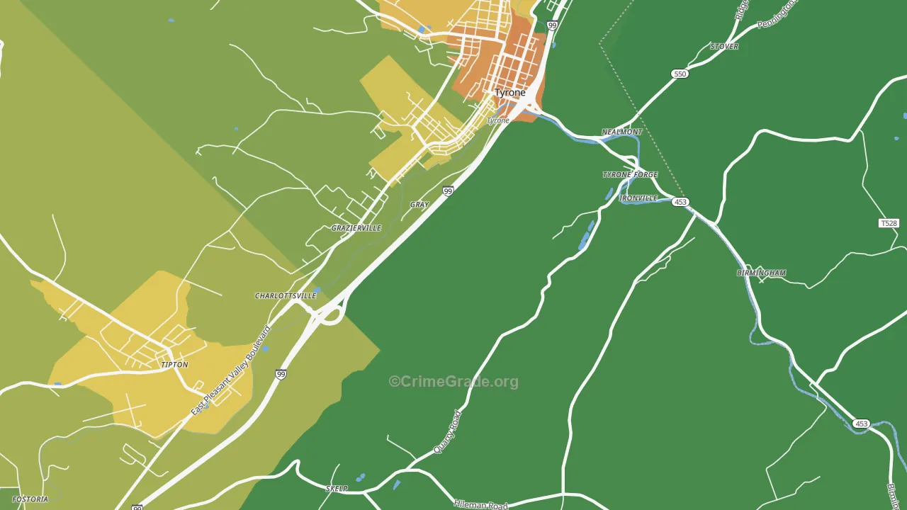 Charlottsville, PA Map of Murder Rates