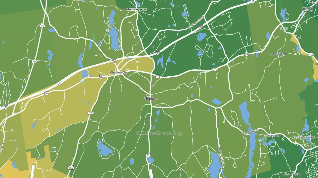 Charlton, MA Map of Murder Rates