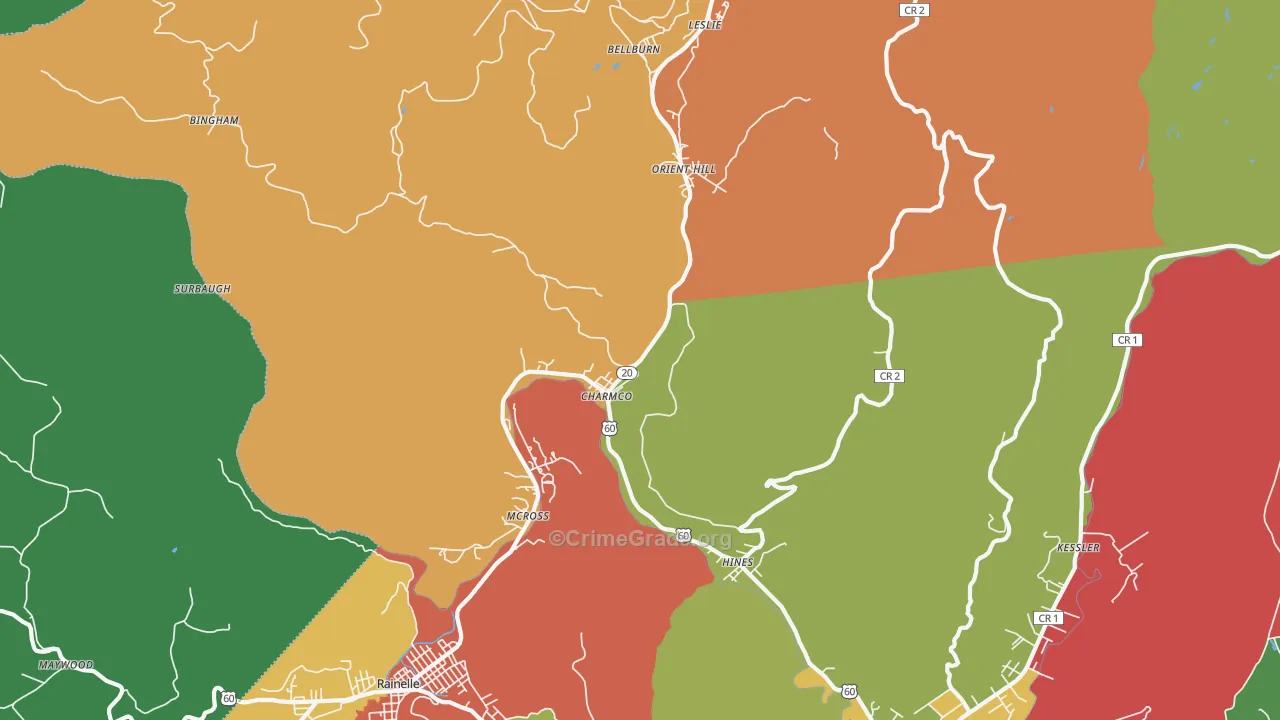 Charmco, WV Map of Murder Rates