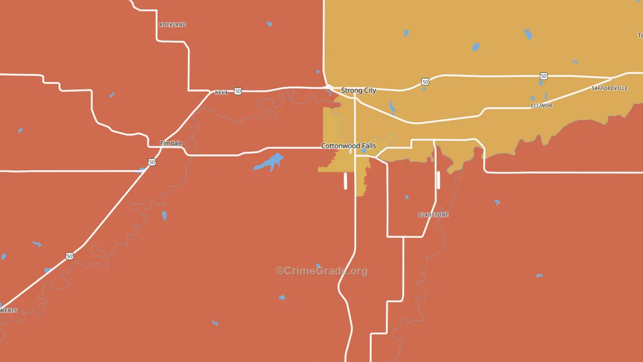Chase County, KS Map of Murder Rates