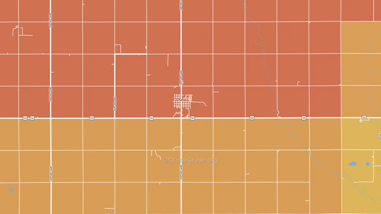 Chase, KS Map of Murder Rates