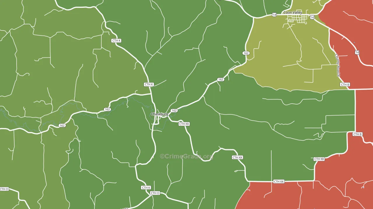 Chaseburg, WI Map of Murder Rates