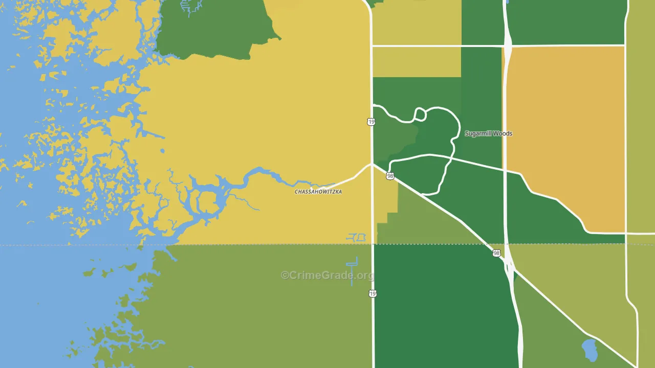 Chassahowitzka, FL Map of Murder Rates
