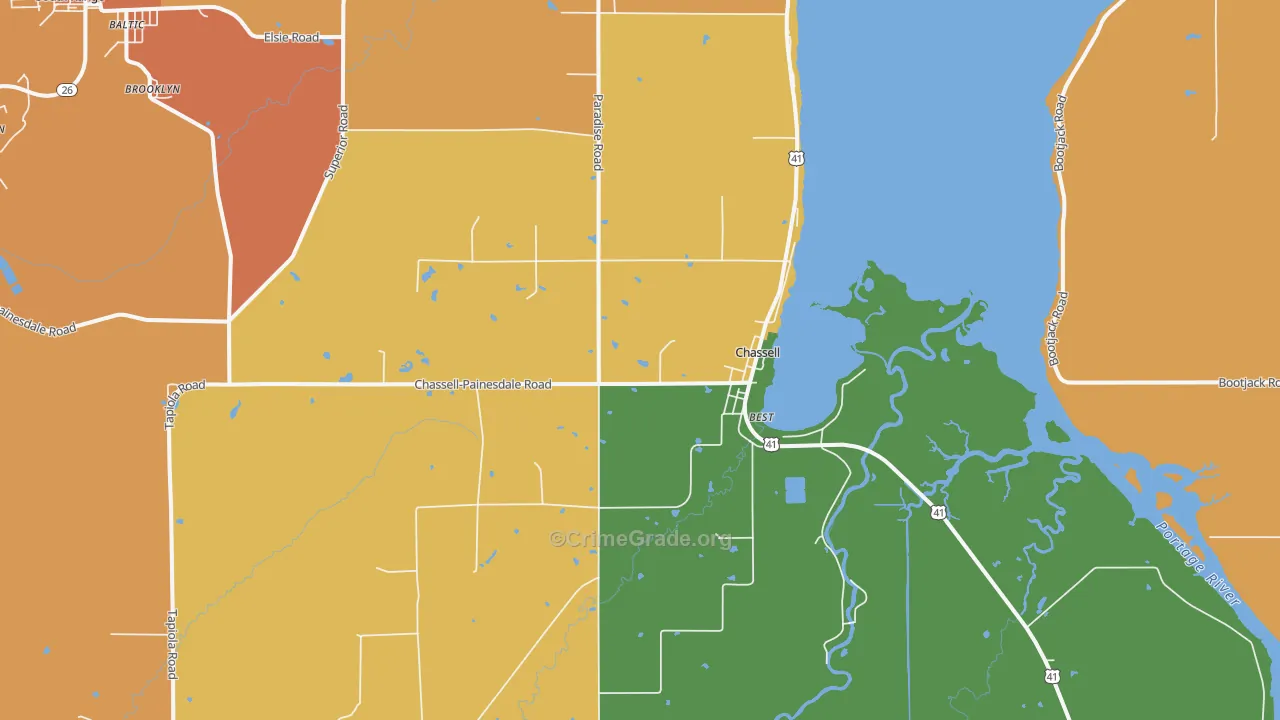 Chassell, MI Map of Murder Rates