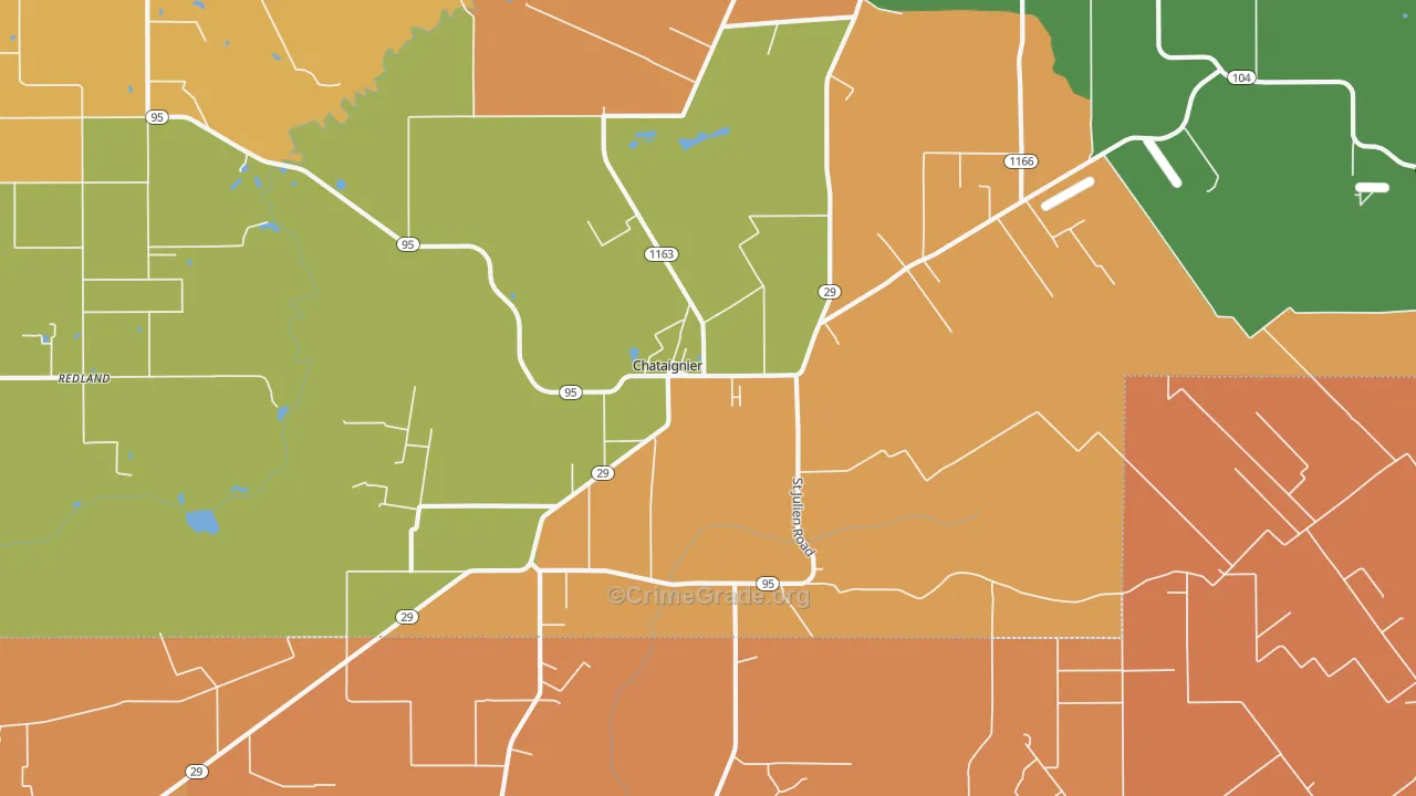Chataignier, LA Map of Murder Rates