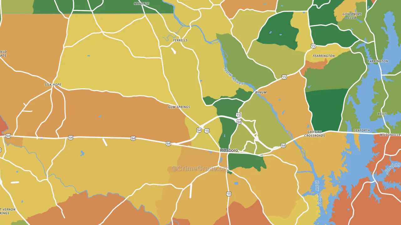 Chatham County, NC Map of Murder Rates