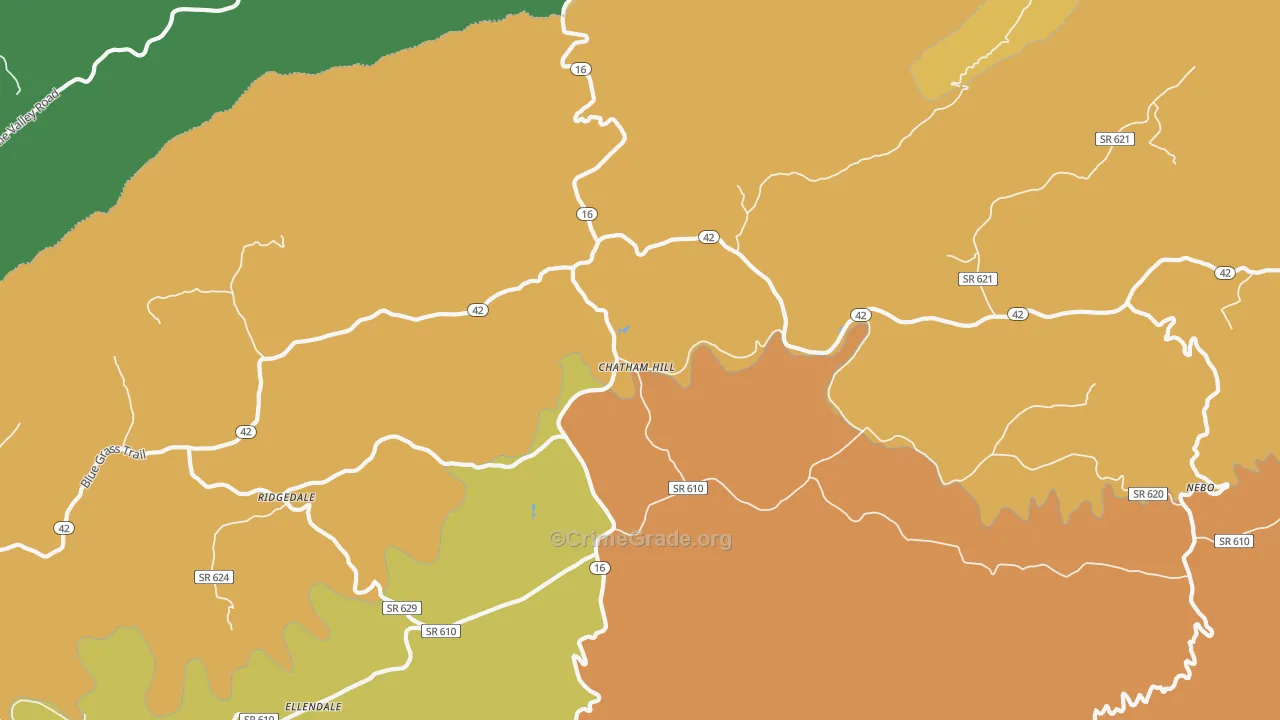 Chatham Hill, VA Map of Murder Rates