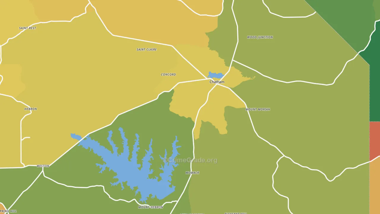 Chatham, LA Map of Murder Rates