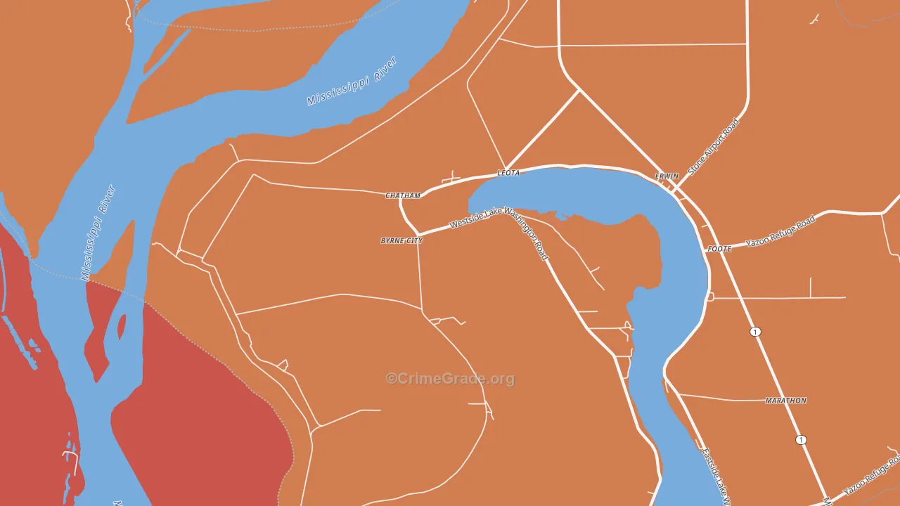 Chatham, MS Map of Murder Rates