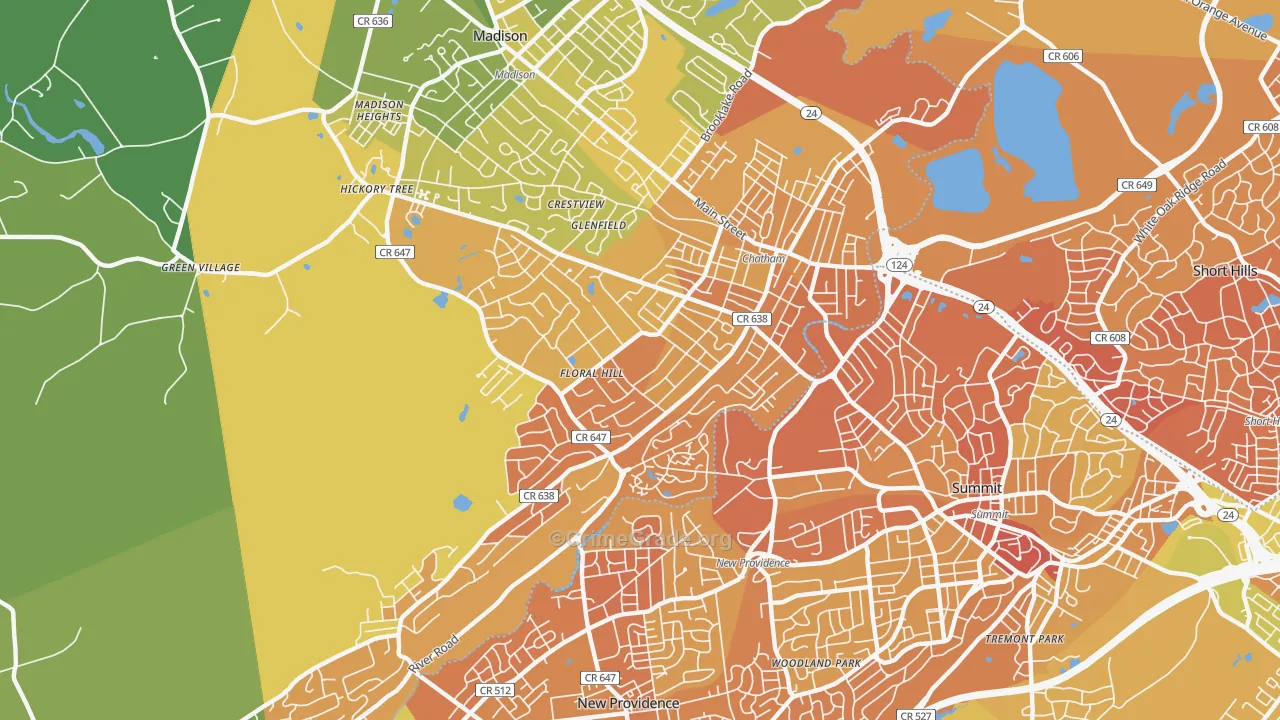 Chatham, NJ Map of Murder Rates