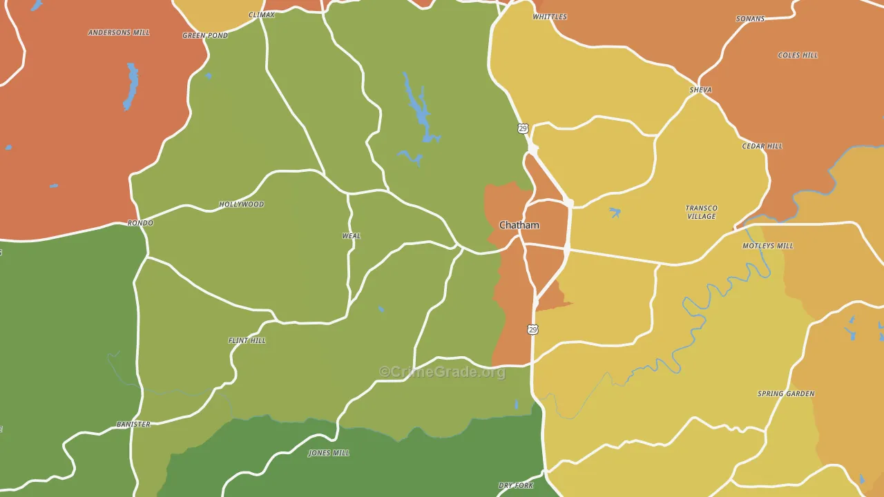 Chatham, VA Map of Murder Rates