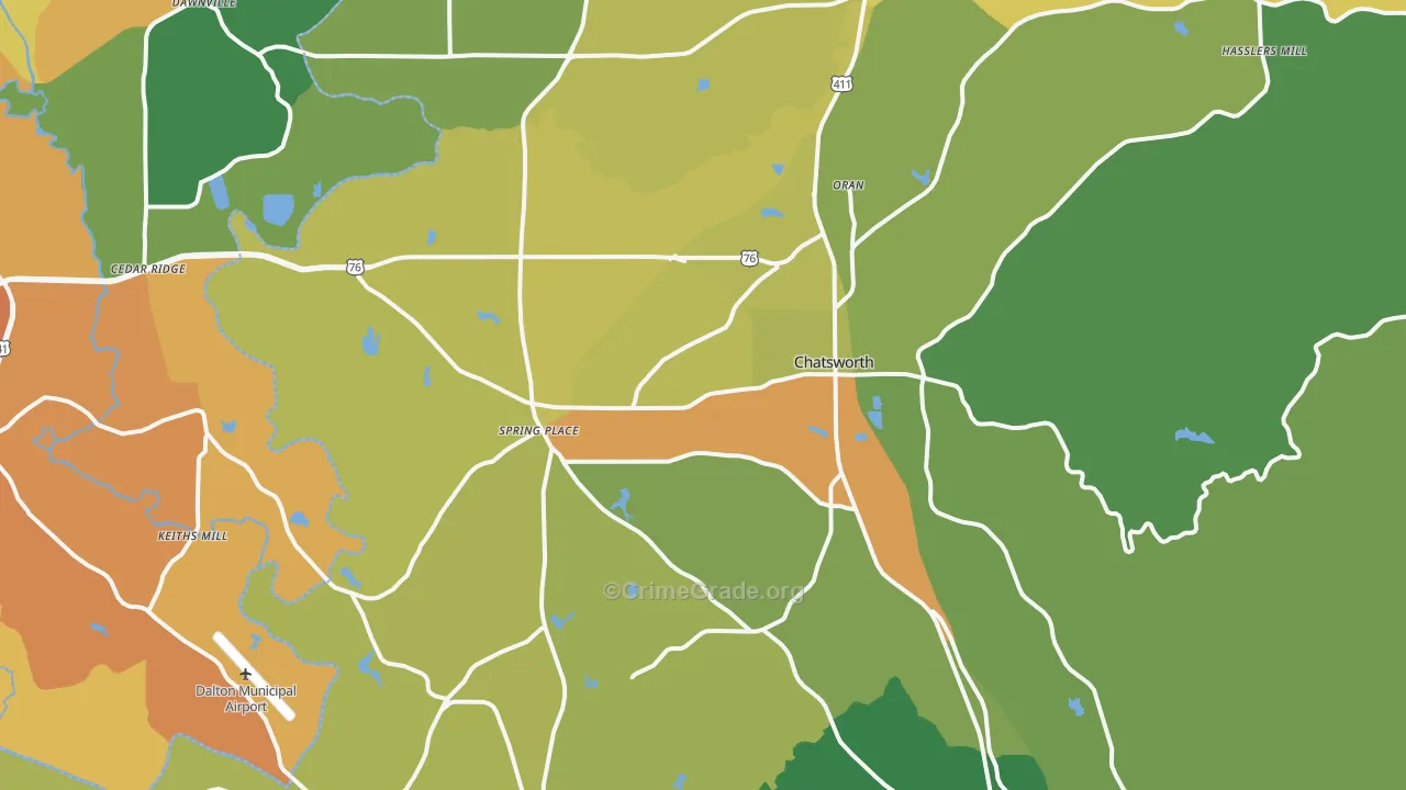 Chatsworth, GA Map of Murder Rates