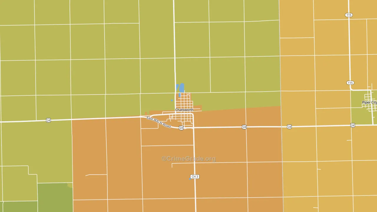 Chatsworth, IL Map of Murder Rates