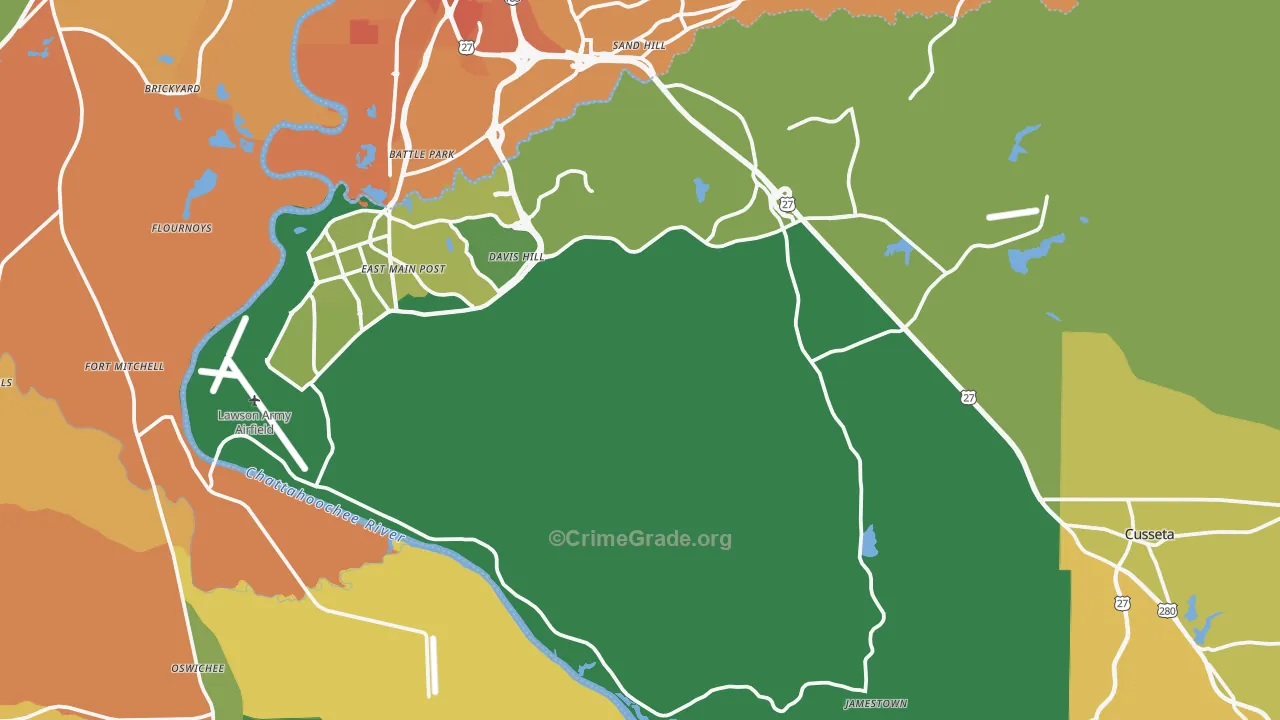 Chattahoochee County, GA Map of Murder Rates