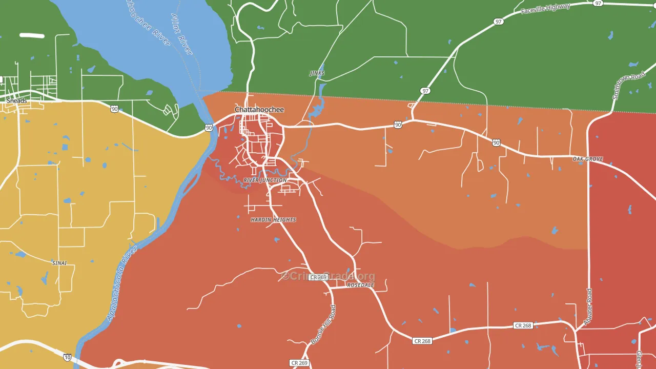 Chattahoochee, FL Map of Murder Rates