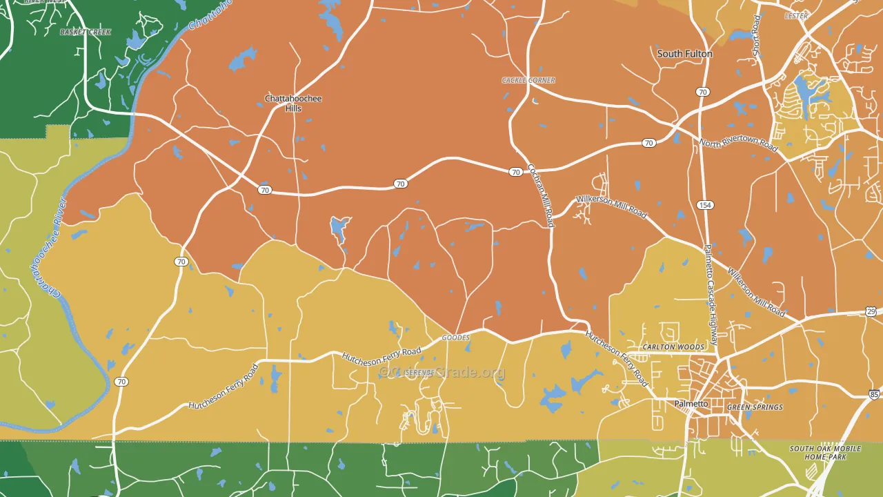 Chattahoochee Hills, GA Map of Murder Rates