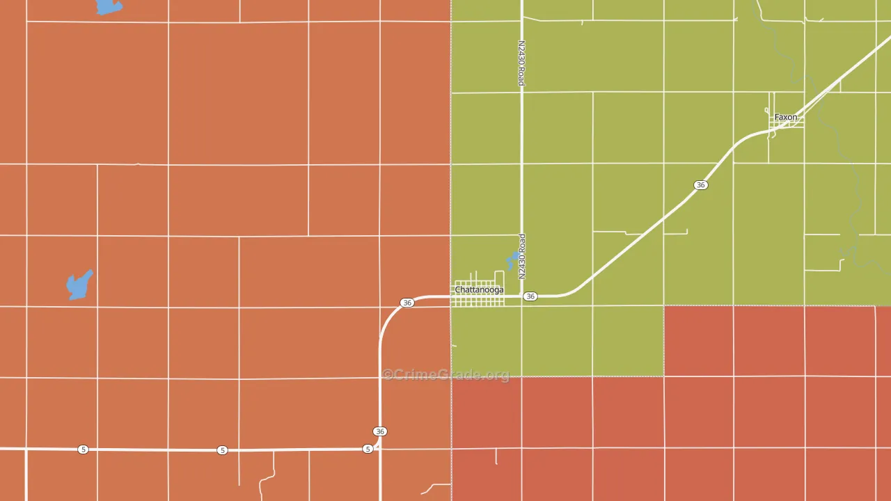Chattanooga, OK Map of Murder Rates
